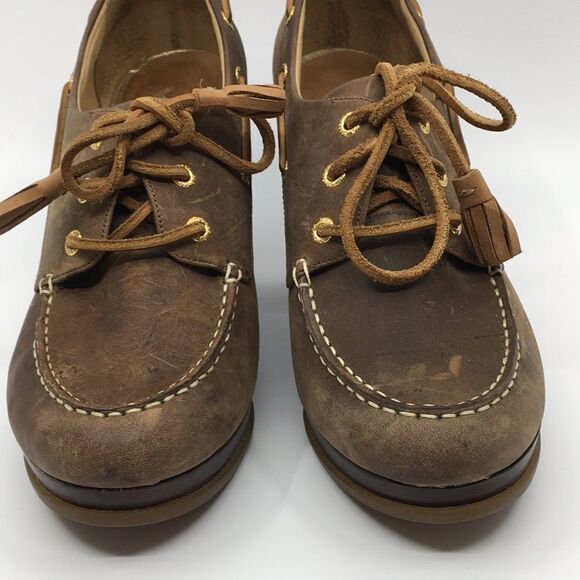 Sperry Top Sider Brown Nubuck Leather Wedges Sz 9.5 - Picture 3 of 16